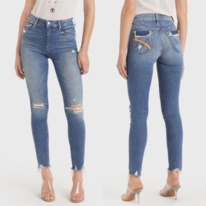 Mother Jeans high waisted Looker ankle chew - hula Rainbow size 25